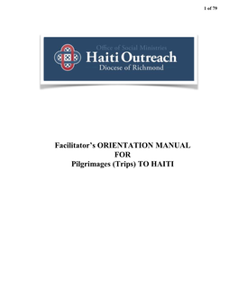 Facilitator's ORIENTATION MANUAL for Pilgrimages (Trips) to HAITI