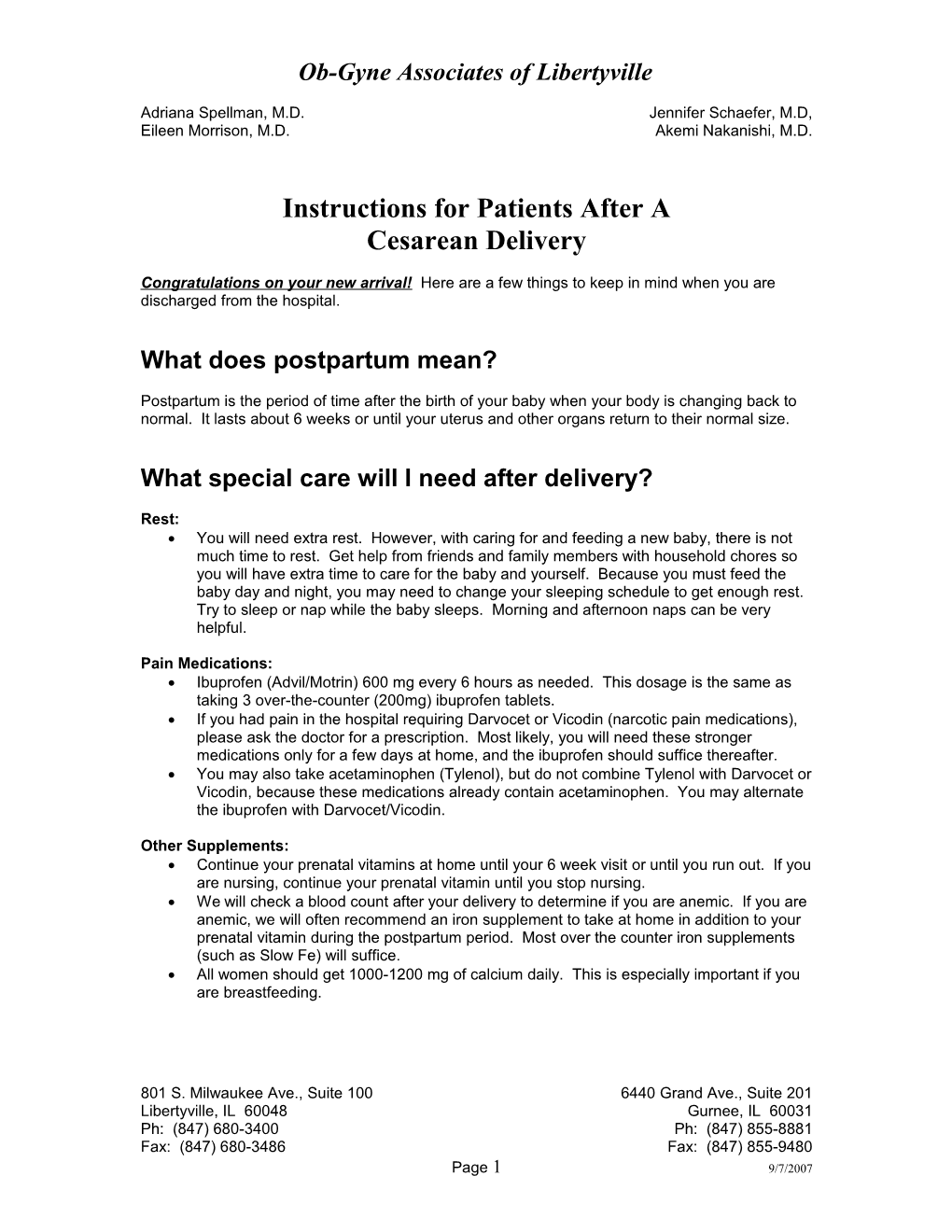 Instructions for Patients After A