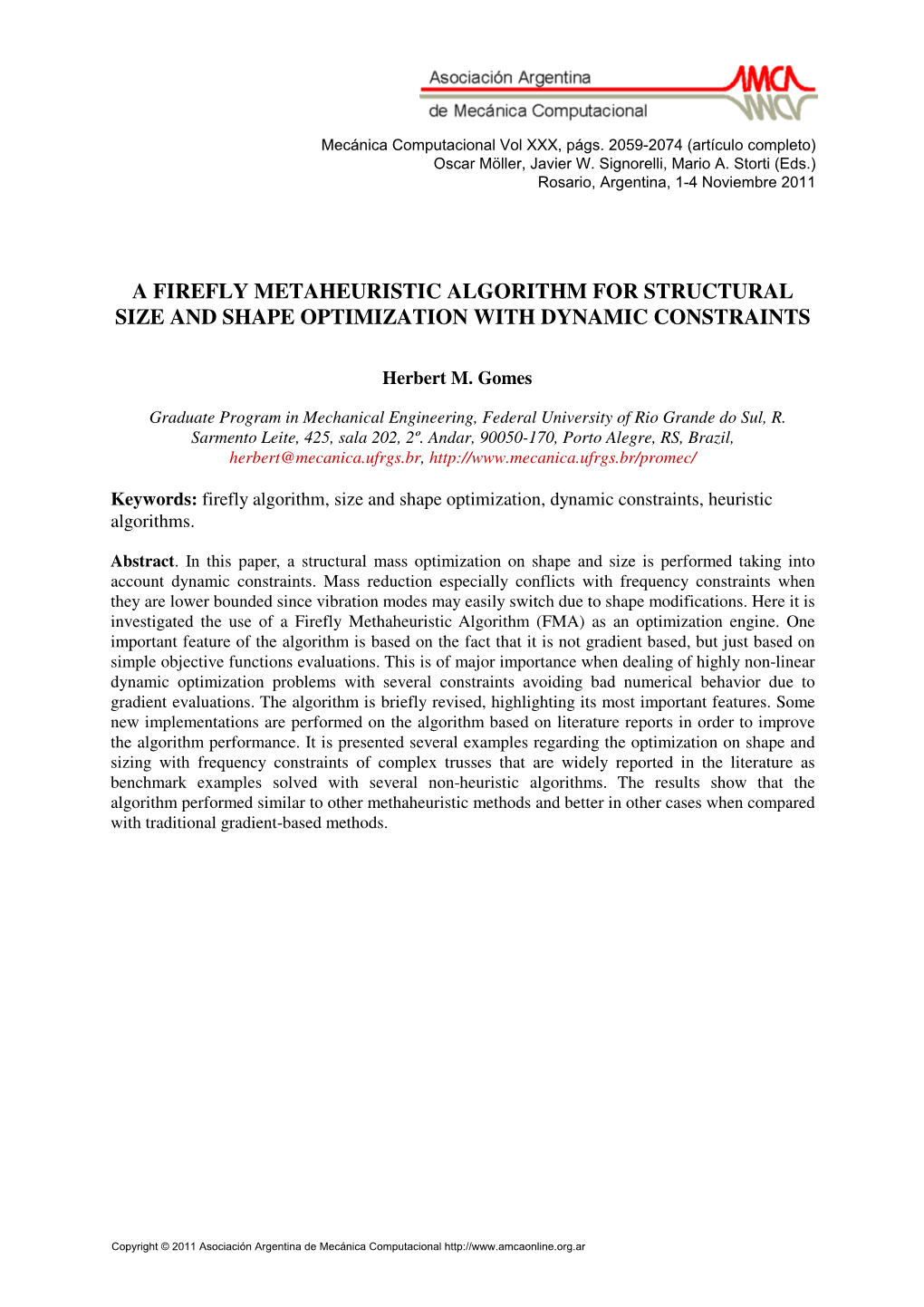 A Firefly Metaheuristic Algorithm for Structural Size and Shape Optimization with Dynamic Constraints