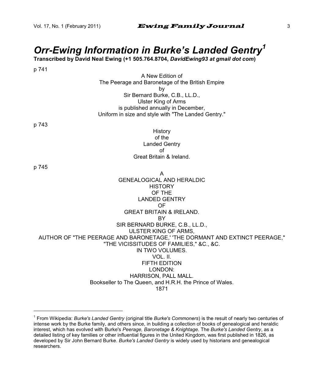 Orr-Ewing Information in Burke's Landed Gentry1