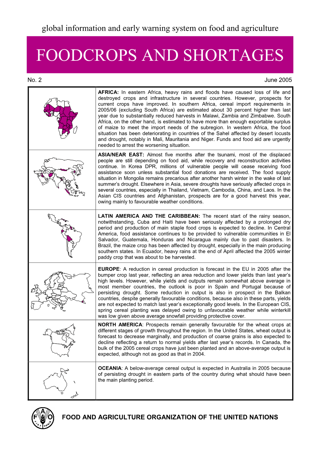 Foodcrops and Shortages