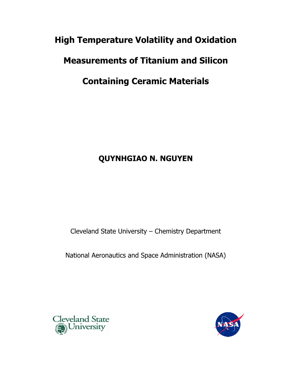 High Temperature Oxidation and Volatility Measurements of Silicon