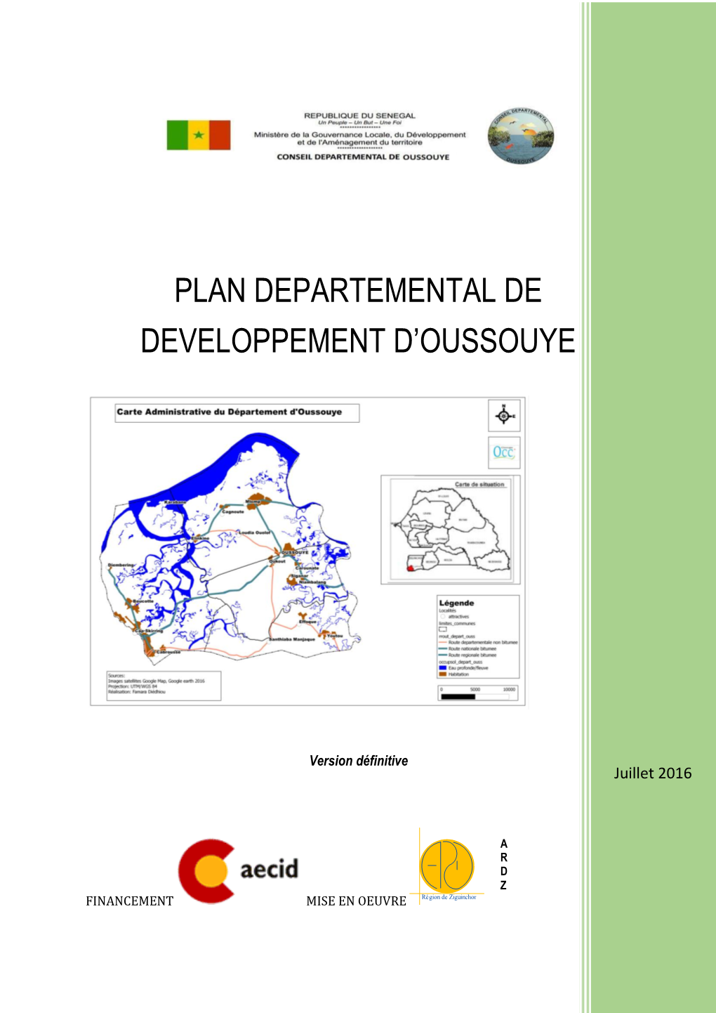 Plan Departemental De Developpement D'oussouye