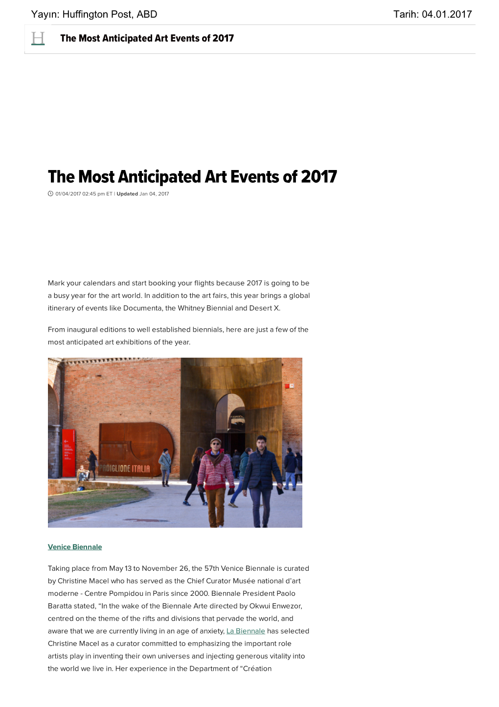 The Most Anticipated Art Events of 2017  US   