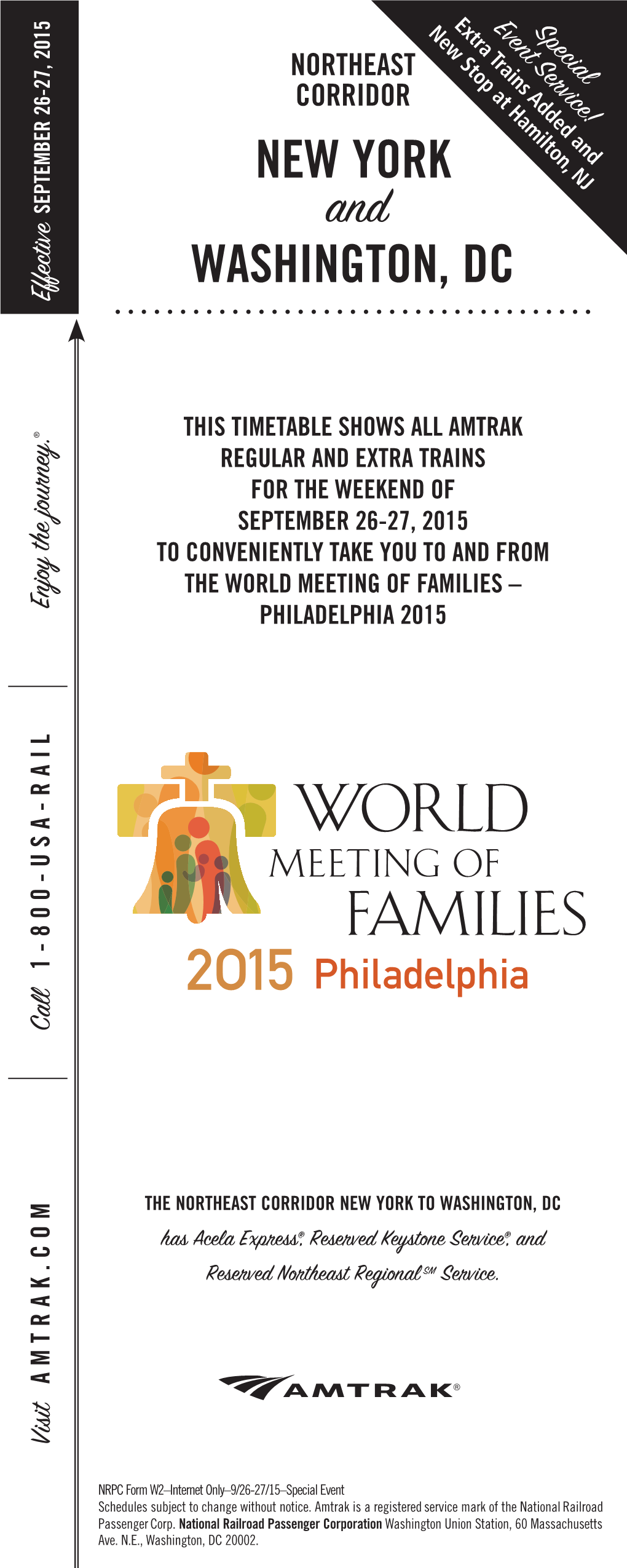 Northeast Corridor-World Meeting of Families-New York