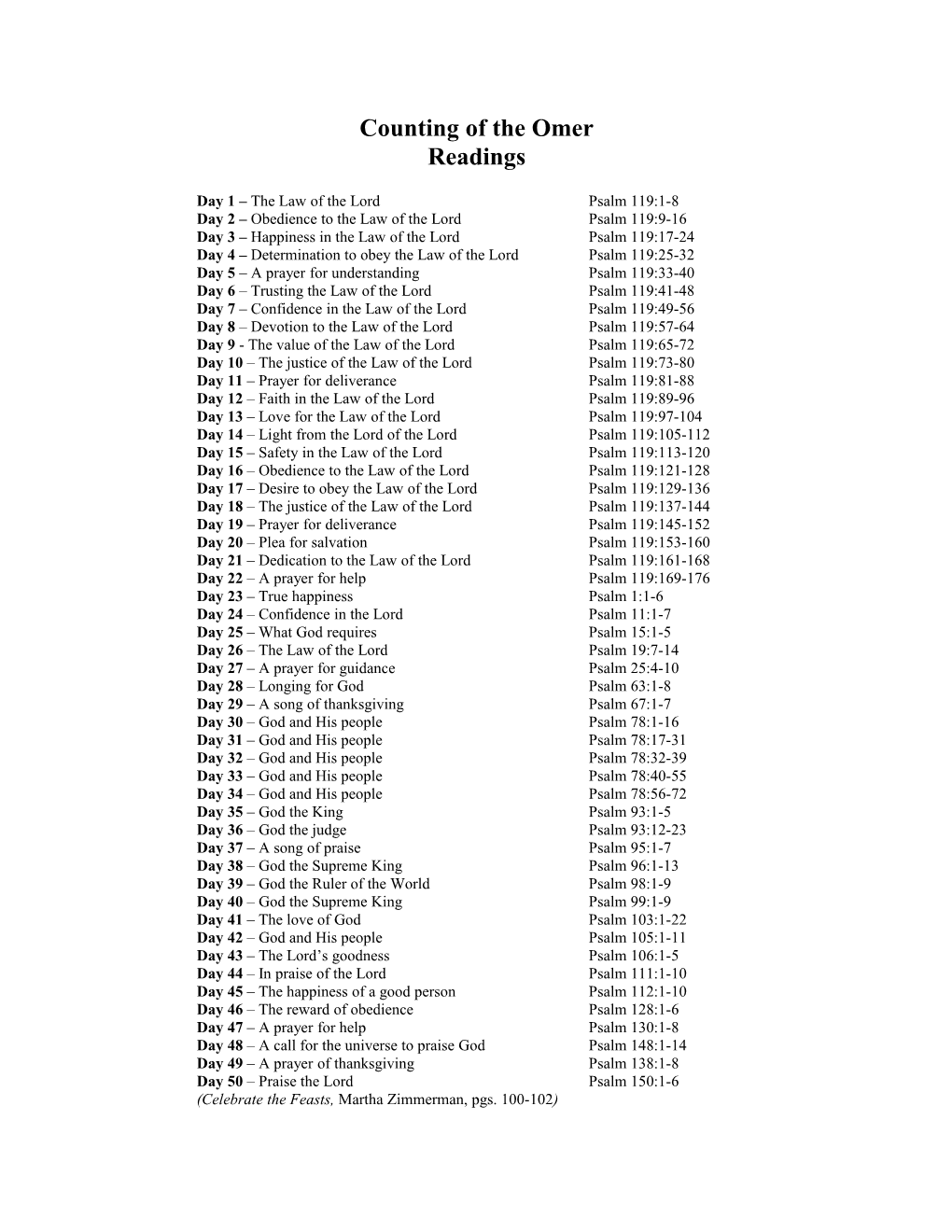 Counting of the Omer