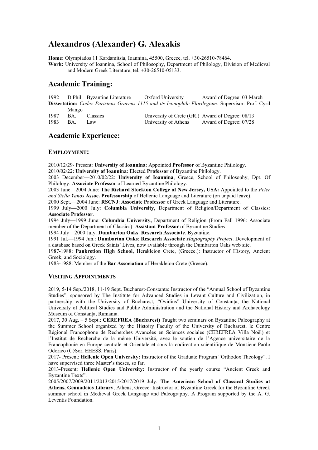 A. Alexakis CV