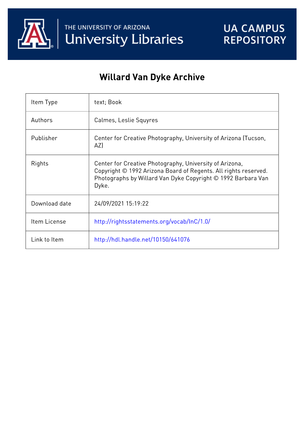 Willard Van Dyke Archive