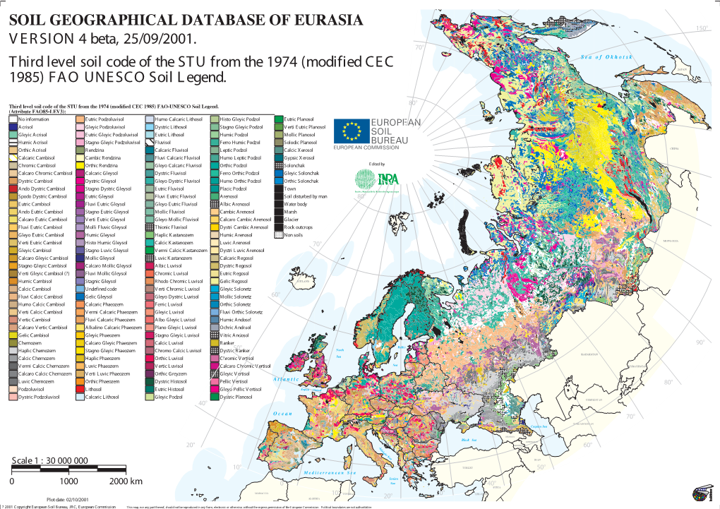 V ERSION 4 Beta, 25/09/2001. Third Level Soil Code of the STU from the 1974 (Modified CEC 1985) FAO UNESCO Soil Legend