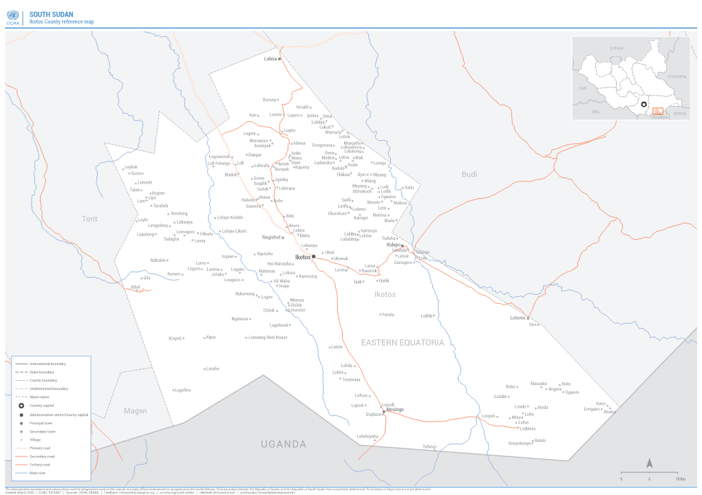 SOUTH SUDAN Ikotos County Reference Map