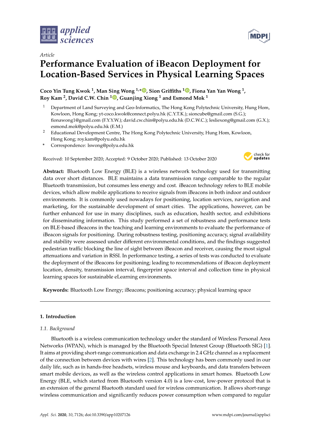 Performance Evaluation of Ibeacon Deployment for Location-Based Services in Physical Learning Spaces