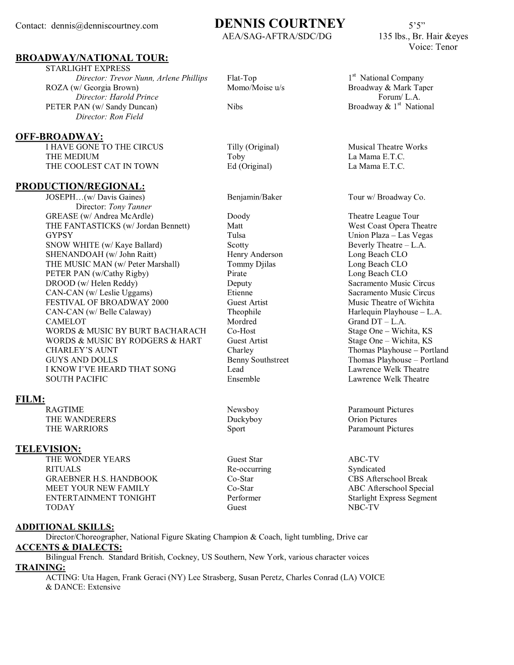 Acting Resume