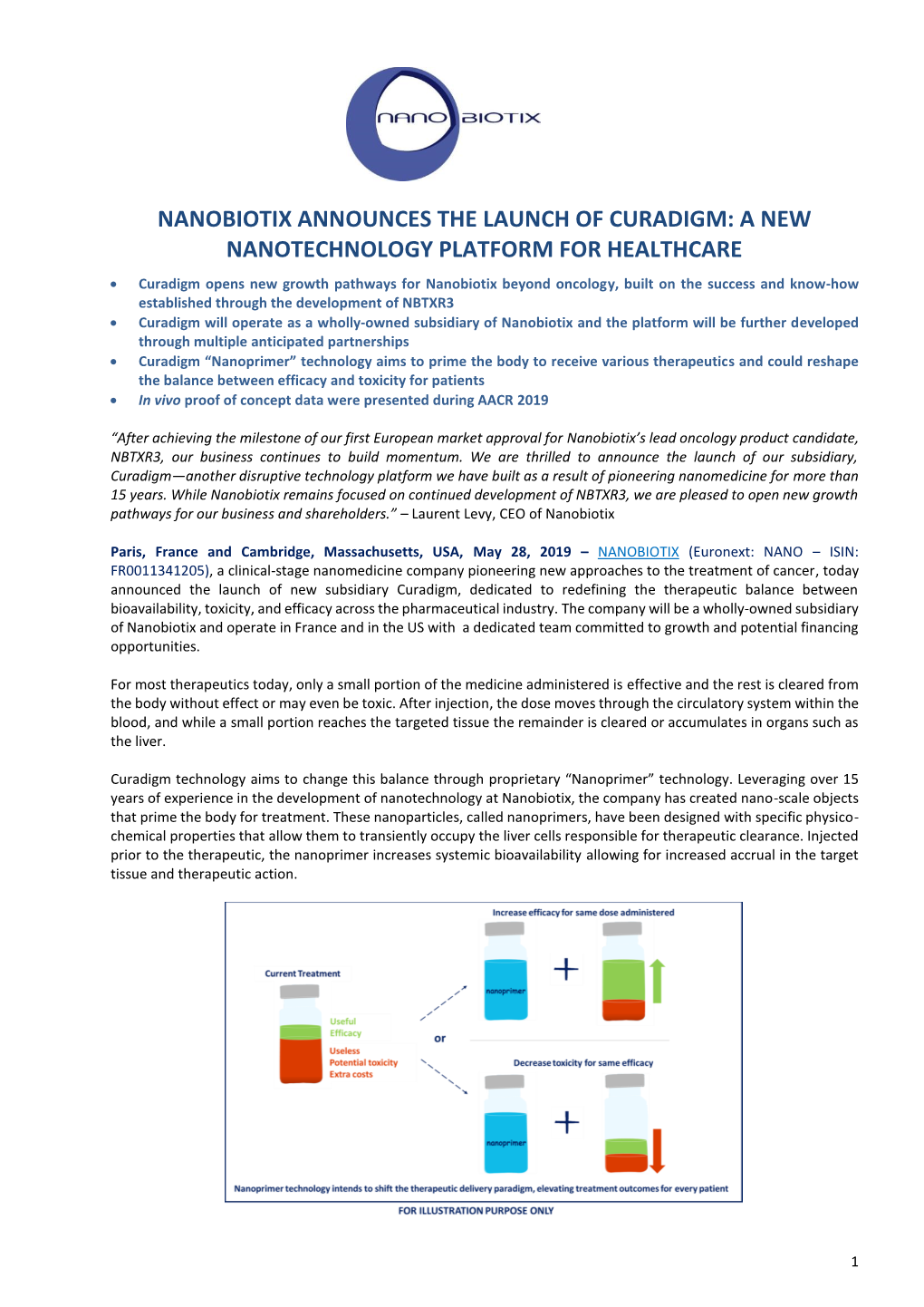 Nanobiotix Announces the Launch of Curadigm: a New