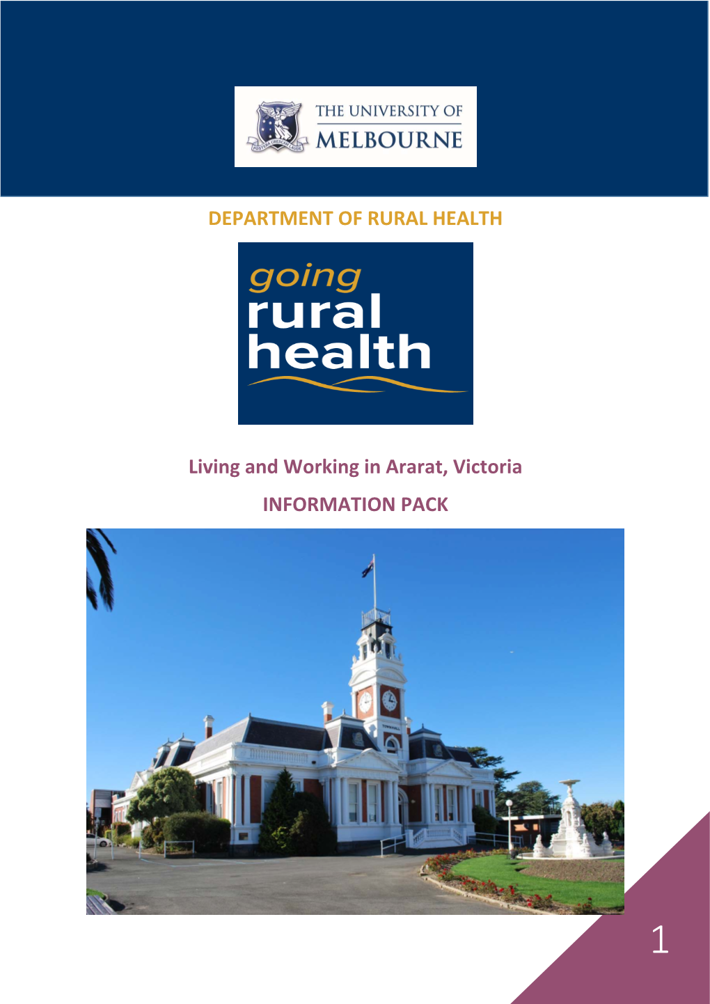 DEPARTMENT of RURAL HEALTH Living and Working in Ararat