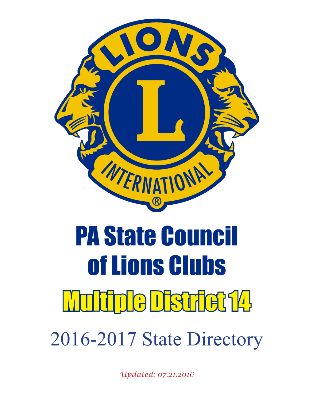 PA State Council of Lions Clubs Multiple District 14 2016-2017 State Directory