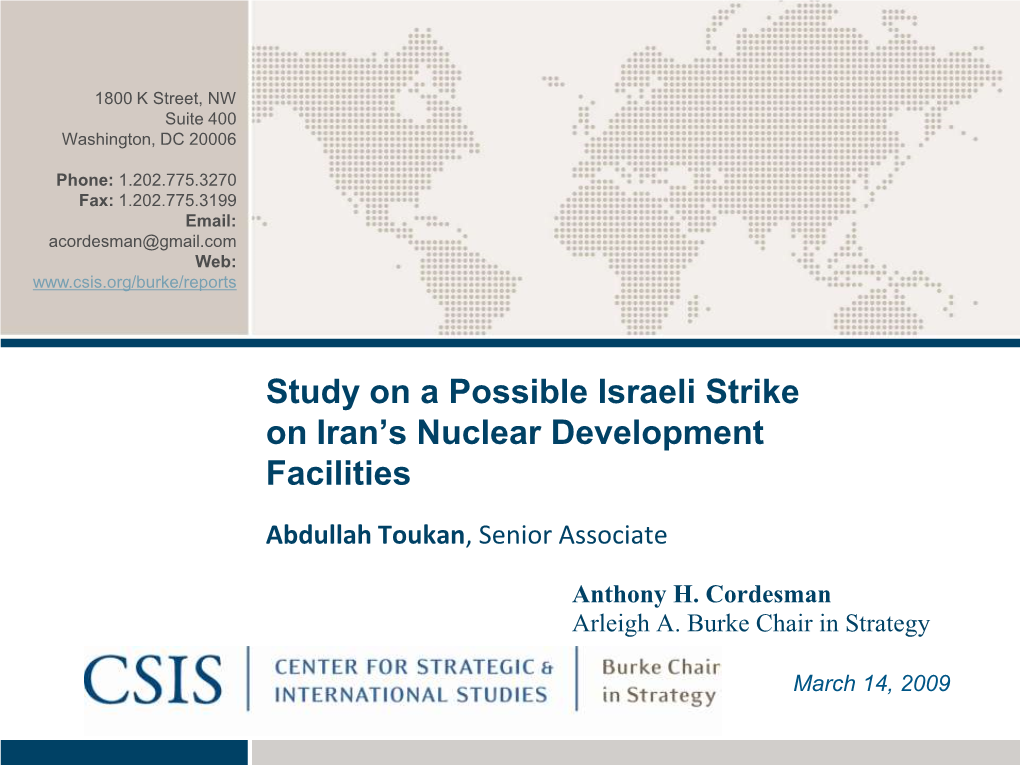 Outline of Study on an Israeli Strike on Iran's Nuclear Facilities