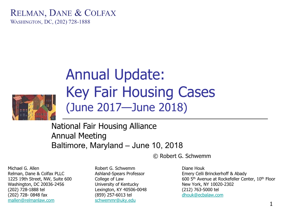 Annual Update Key Fair Housing Cases