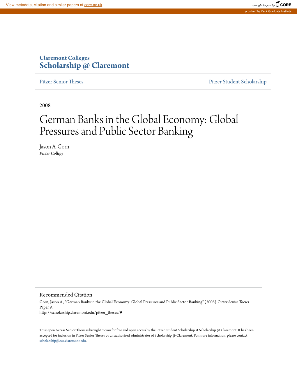 Global Pressures and Public Sector Banking Jason A