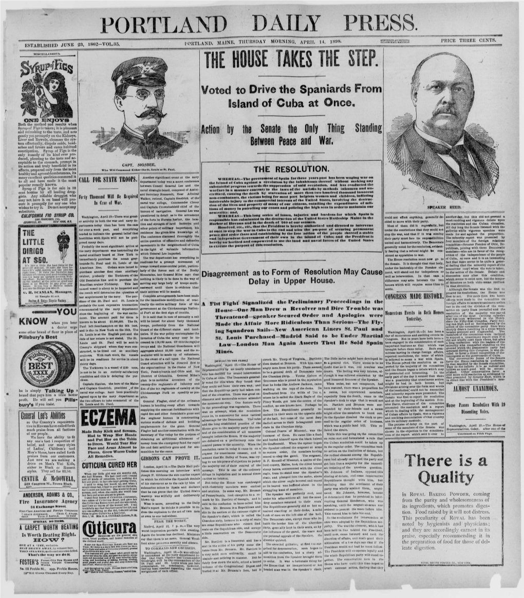 Portland Daily Press: April 14, 1898