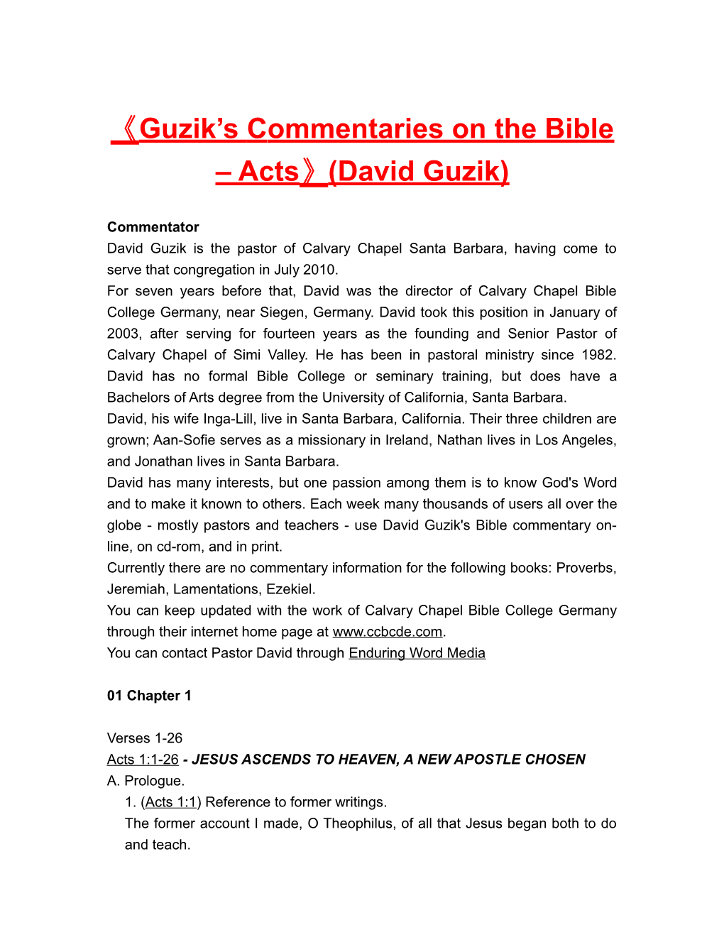 Guzik S Commentaries on the Bible Acts (David Guzik)