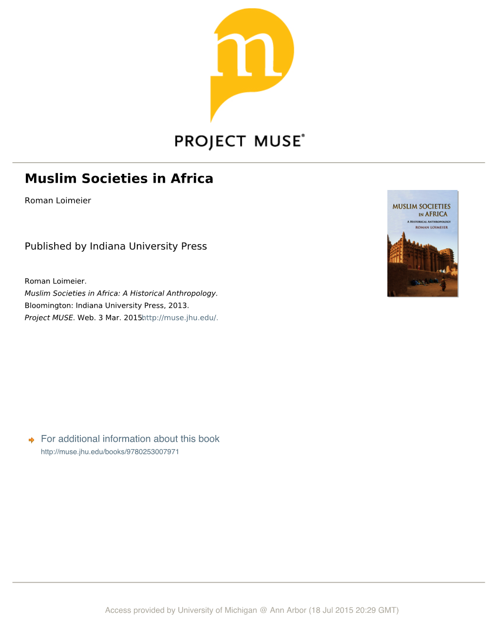 Muslim Societies in Africa