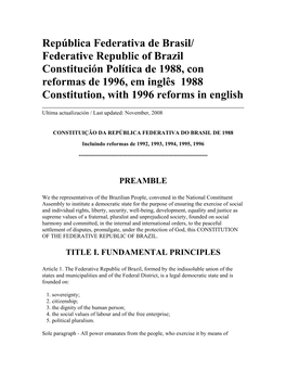 Constitution of the Federative Republic of Brazil 1988