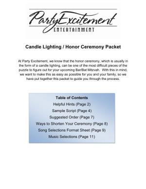 Candle Lighting / Honor Ceremony Packet