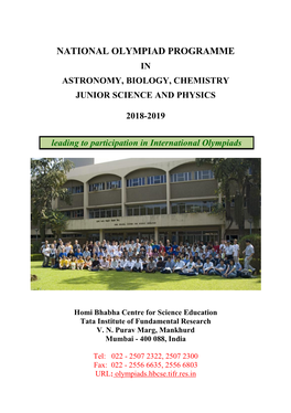 National Olympiad Programme in Astronomy, Biology, Chemistry Junior Science and Physics