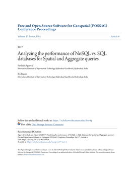 Analyzing the Performance of Nosql Vs. SQL Databases for Spatial And