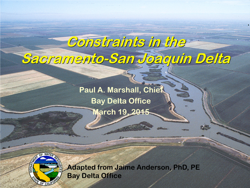 An Overview California's Sacramento-San Joaquin Delta