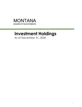 Investment Holdings As of December 31, 2020