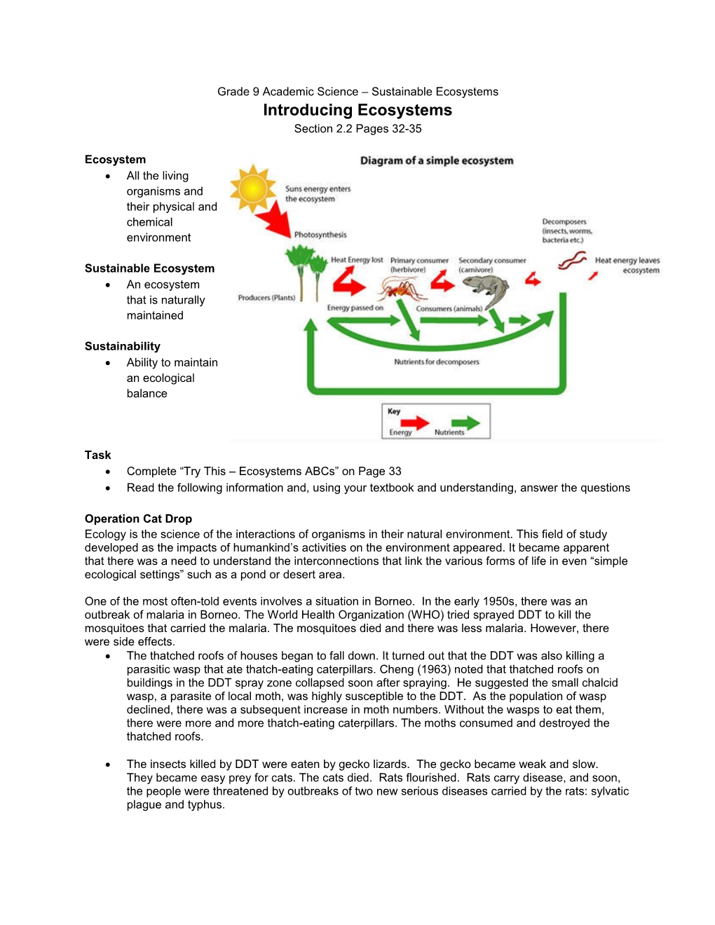 Grade 11 Environmental Science Unit 2 Ecology