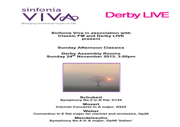 Sinfonia Viva in Association with Classic FM and Derby LIVE Present