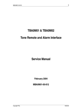 TBA0M01/2 Service Manual