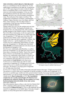 CONSTELLATION DRACO, the DRAGON Draco Is a Constellation in the Far Northern Sky