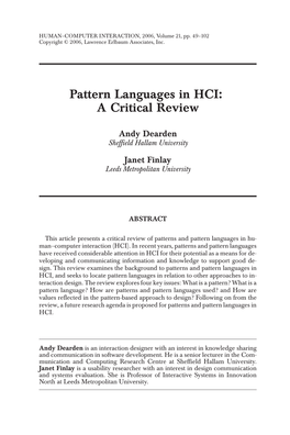 Pattern Languages in HCI: a Critical Review