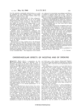May 14, 1960 CARDIOVASCULAR EFFECTS of NICOTINE and OF