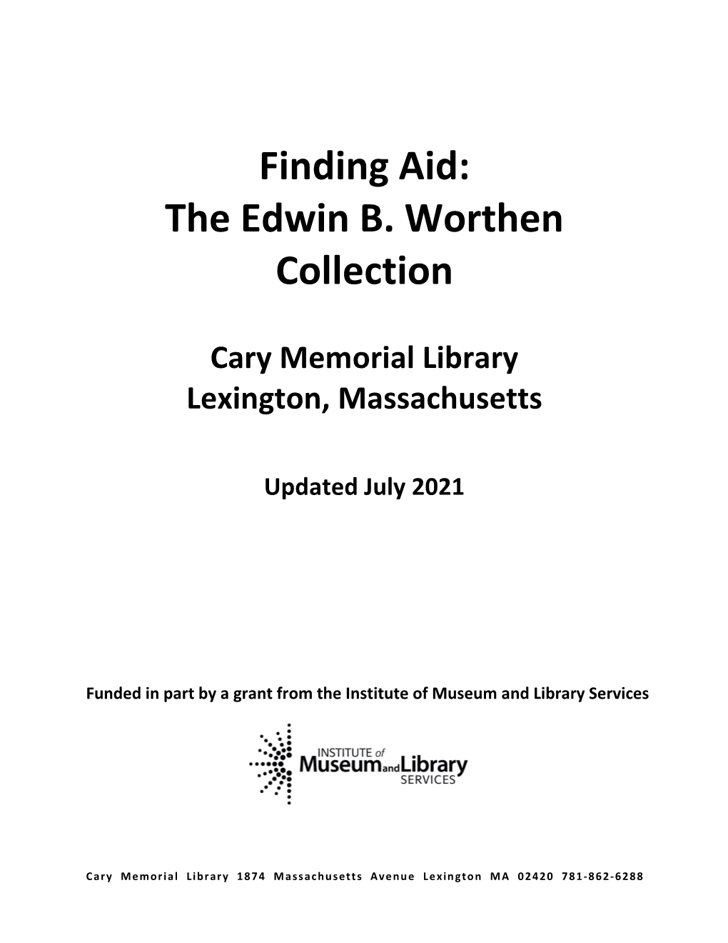 Finding Aid: the Edwin B