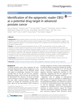 Identification of the Epigenetic Reader CBX2 As a Potential Drug Target In