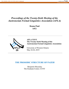 The Prosodic Structure of Pazeh