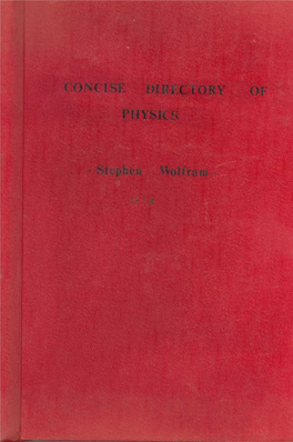 Concise Directory of Physics