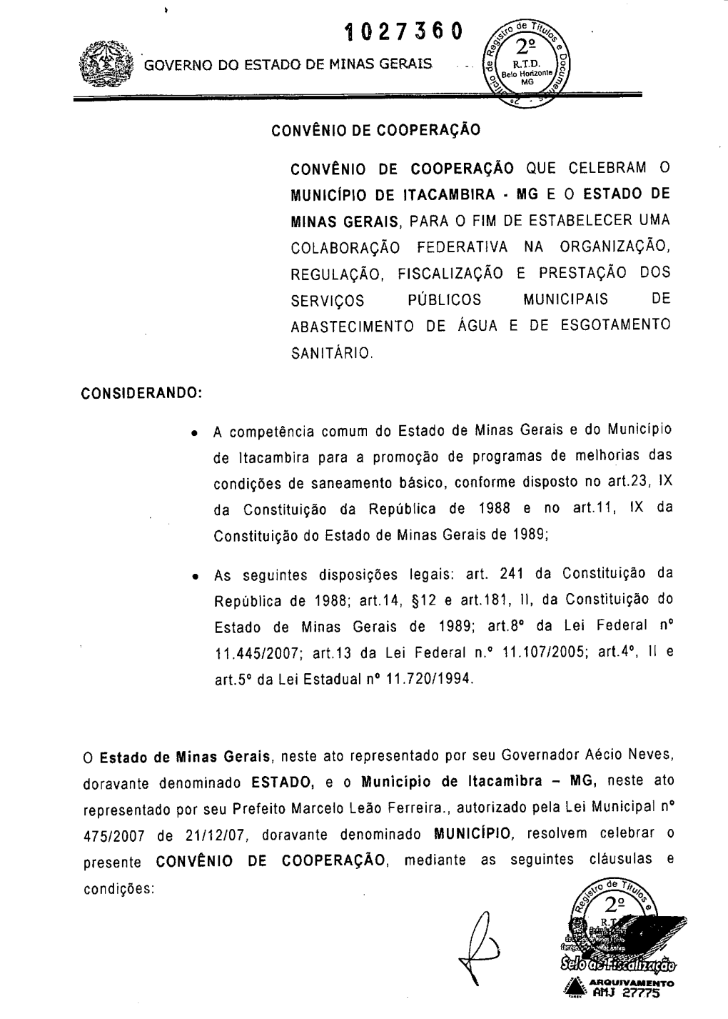 I Administração Itacambira Rumo Ao Futuro