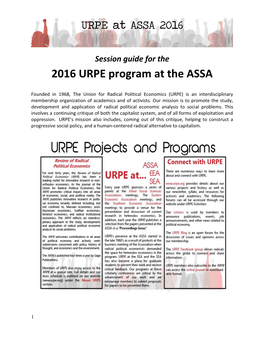 2016 URPE Program at the ASSA