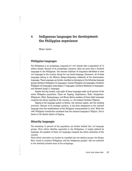 4 Indigenous Languages for Development: the Philippine Experience