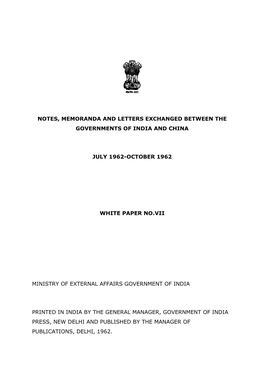 Ministry of External Affairs – White Paper 7