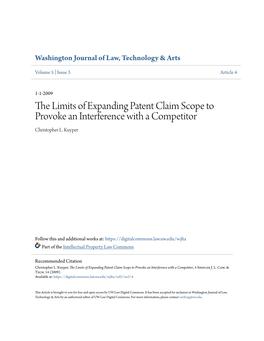 The Limits of Expanding Patent Claim Scope to Provoke an Interference with a Competitor Christopher L