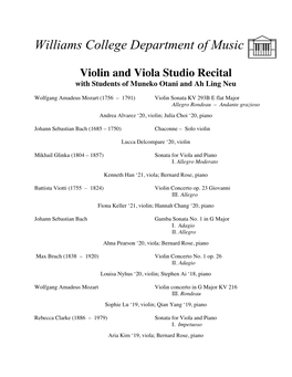 F113017 5Pm Violin Viola Studio Recital PROGRAM