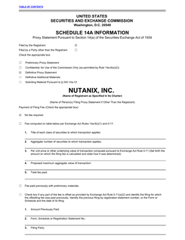 NUTANIX, INC. (Name of Registrant As Specified in Its Charter)