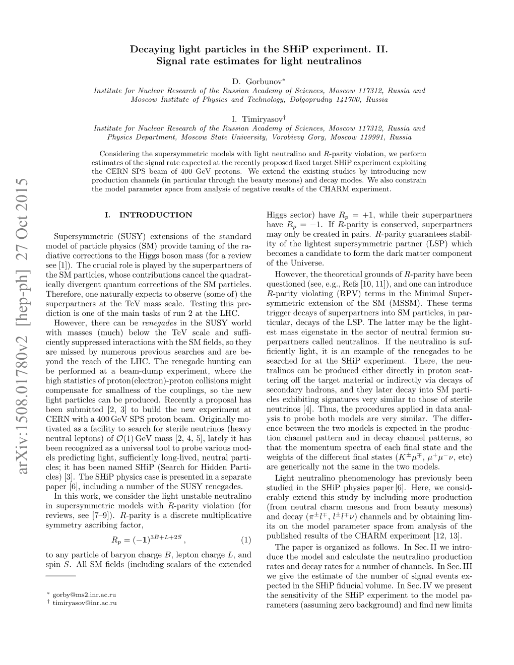 Decaying Light Particles in the Ship Experiment. II. Signal Rate Estimates for Light Neutralinos