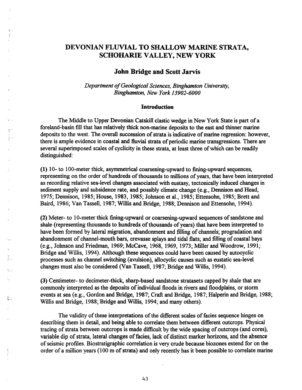 Devonian Fluvial to Shallow Marine Strata, Schoharie Valley, New York